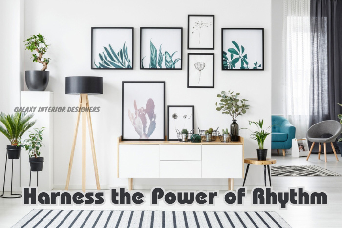 Modern and artistic interior setup by Galaxy Interior Designers featuring a gallery wall of botanical prints and a harmonious arrangement of indoor plants in a stylish Chennai home.