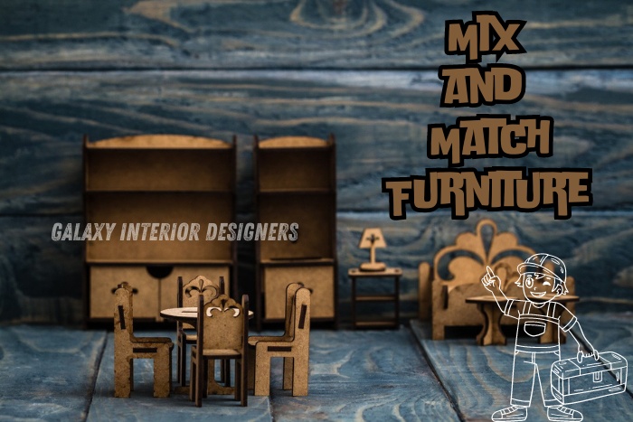 Miniature furniture set illustrating mix and match decor ideas, highlighting creative interior design solutions by Galaxy Interior Designers, Chennai