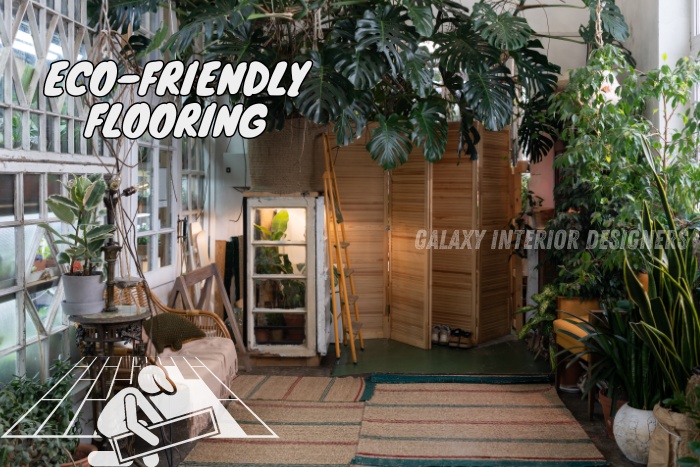 Eco-friendly flooring solutions showcased in a lush indoor space by Galaxy Interior Designers in Chennai. Perfect for sustainable living and enhancing the aesthetic appeal of your home. 🌱🏠