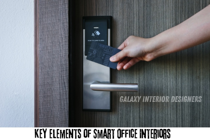 Smart office entry system designed by Galaxy Interior Designers in Chennai, featuring advanced keycard access for secure and modern office interiors in Chennai businesses.