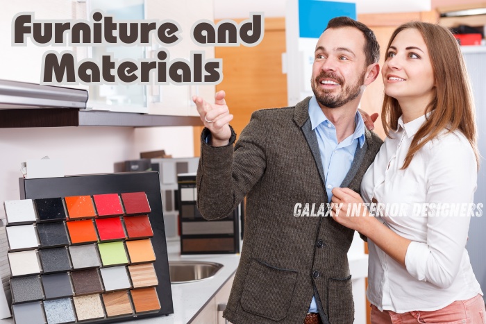 Couple exploring furniture and materials options at Galaxy Interior Designers in Chennai. Expert guidance on choosing the best finishes and designs for modern homes