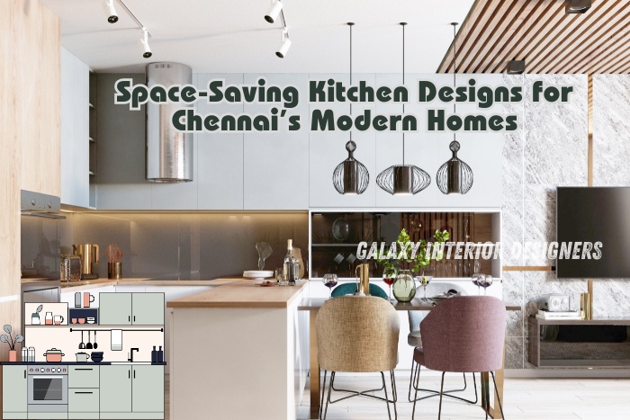 Space-saving kitchen designs by Galaxy Interior Designers in Chennai. Modern and efficient solutions for optimizing small kitchen spaces. Innovative modular setups for Chennai's contemporary homes