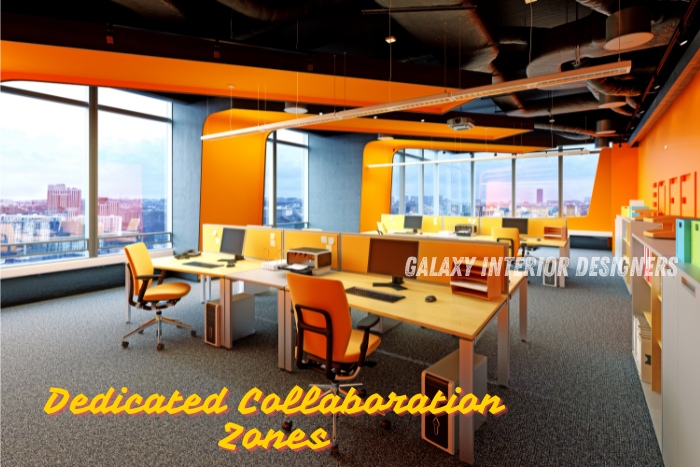 Galaxy Interior Designers in Chennai creates vibrant, dedicated collaboration zones to foster teamwork and innovation in modern office spaces. Our custom office interiors enhance productivity and provide visually appealing, functional work environments tailored to your business needs