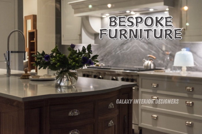 Bespoke furniture designed by Galaxy Interior Designers in Chennai, featuring a modern kitchen with custom-made cabinets and countertops. Specializing in residential interiors, modular kitchens, and tailored furnishings to fit your unique style and space