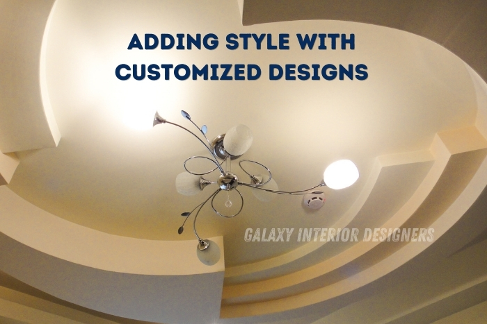 Stylish custom false ceiling design by Galaxy Interior Designers in Chennai Enhance your home or office with unique ceiling designs